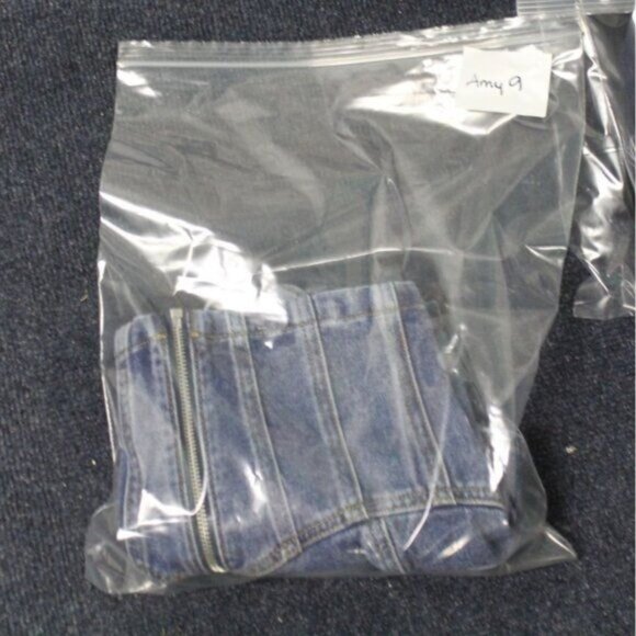 NWT bebe Multi Seam Zip Front Denim Bustier Top Size Large MSRP $98 New - Picture 11 of 11